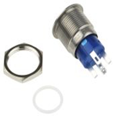 RS PRO,111-3890, 照明 按钮开关, Φ19.2 mm开孔, 面板安装, 瞬时型操作, 白色LED, 单刀双掷, IP40 12 V dc 250 V 交流