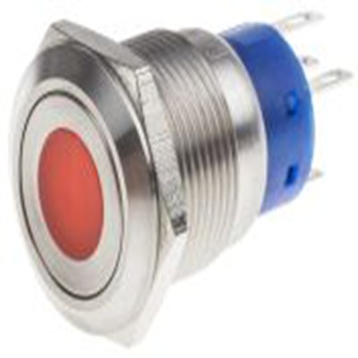 RS PRO,111-3893, 照明 按钮开关, Φ19.2 mm开孔, 面板安装, 闭锁操作, 红色LED, 单刀双掷, IP40 250 V 交流