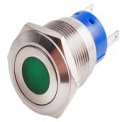 RS PRO,111-3895, 照明 按钮开关, Φ19.2 mm开孔, 面板安装, 闭锁操作, 绿色LED, 单刀双掷, IP40 250 V 交流