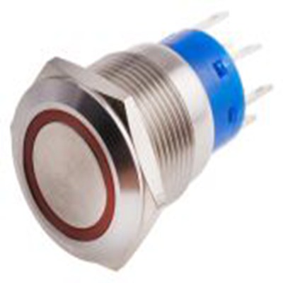 RS PRO,111-5776, 照明 按钮开关, Φ19.2 mm开孔, 面板安装, 闭锁操作, 红色LED, 双刀双掷, IP40 12 V dc 250 V 交流