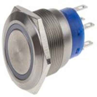RS PRO,111-5779, 照明 按钮开关, Φ19.2 mm开孔, 面板安装, 瞬时型操作, 黄色LED, 双刀双掷, IP40 250 V 交流