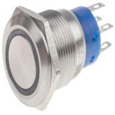 RS PRO,111-5780, 照明 按钮开关, Φ19.2 mm开孔, 面板安装, 闭锁操作, 黄色LED, 双刀双掷, IP40 12 V dc 250 V 交流