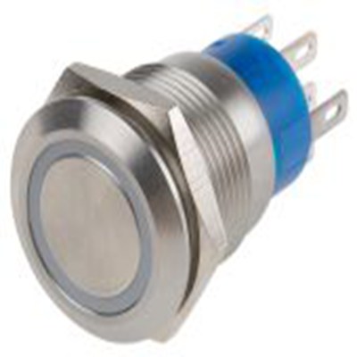 RS PRO,111-5789, 照明 按钮开关, Φ19.2 mm开孔, 面板安装, 闭锁操作, 白色LED, 双刀双掷, IP40 12 V dc 250 V 交流