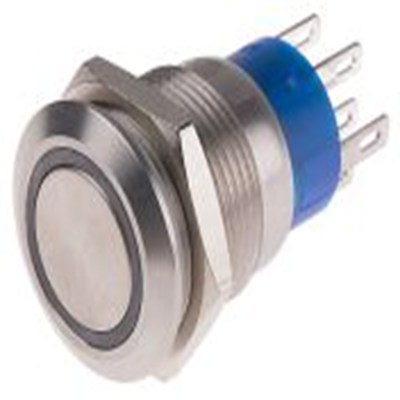 RS PRO,111-5793, 照明 按钮开关, Φ19.2 mm开孔, 面板安装, 闭锁操作, 红色LED, 双刀双掷, IP40 250 V 交流
