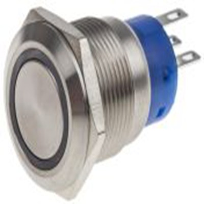 RS PRO,111-5795, 照明 按钮开关, Φ19.2 mm开孔, 面板安装, 闭锁操作, 红色LED, 单刀双掷, IP40 250 V 交流