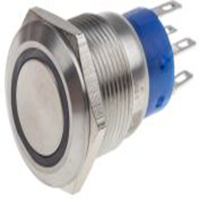 RS PRO,111-5798, 照明 按钮开关, Φ19.2 mm开孔, 面板安装, 闭锁操作, 黄色LED, 双刀双掷, IP40 250 V 交流