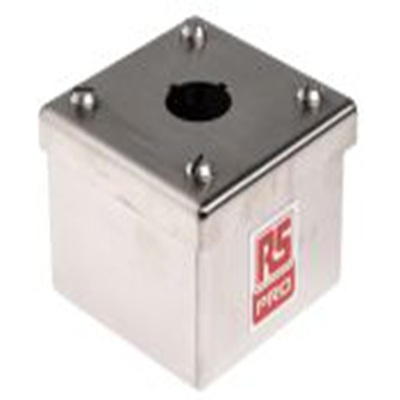 RS PRO,161-1521,1孔 按钮盒, Φ22 mm孔径 不锈钢外壳, IP69K, IP66, 75 mm x 50 mm x 75 mm
