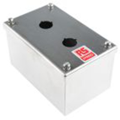 RS PRO,161-1522,双孔 按钮盒, Φ22 mm孔径 不锈钢外壳, IP66, IP69K, 100 mm x 85 mm x 160 mm