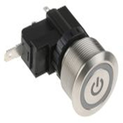 RS PRO,175-8852, 照明 按钮开关, Φ25.2 mm开孔, 面板安装, 闭锁操作, 白色LED, 单刀单掷, IP40 250 V 交流