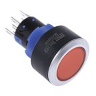 RS PRO,175-8242, 照明 按钮开关, Φ22.2 mm开孔, 面板安装, 瞬时型操作, 红色LED, 双刀双掷, IP65 36 V dc 250 V 交流, KPB22系列