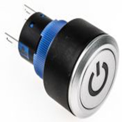 RS PRO,175-8257, 照明 按钮开关, Φ22.2 mm开孔, 面板安装, 瞬时型操作, 绿色LED, 单刀双掷, IP65 36 V dc 250 V 交流, KPB22系列