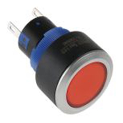 RS PRO,175-8263, 照明 按钮开关, Φ22.2 mm开孔, 面板安装, 瞬时型操作, 红色LED, 单刀双掷, IP65 36 V dc 250 V 交流, KPB22系列