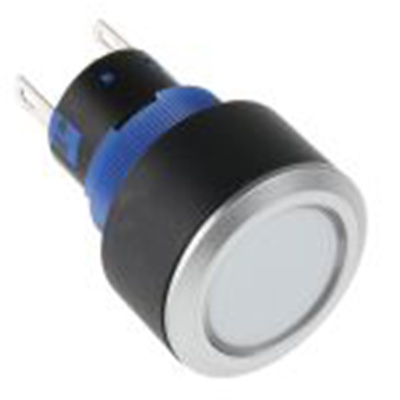 RS PRO,175-8890, 照明 按钮开关, Φ22.2 mm开孔, 面板安装, 瞬时型操作, 白色LED, 单刀双掷, IP65 36 V dc 250 V 交流, KPB22系列