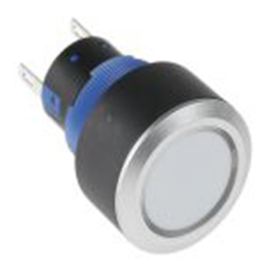 RS PRO,175-8300, 照明 按钮开关, Φ22.2 mm开孔, 面板安装, 瞬时型操作, 白色LED, 单刀双掷, IP65 36 V dc 250 V 交流, KPB22系列