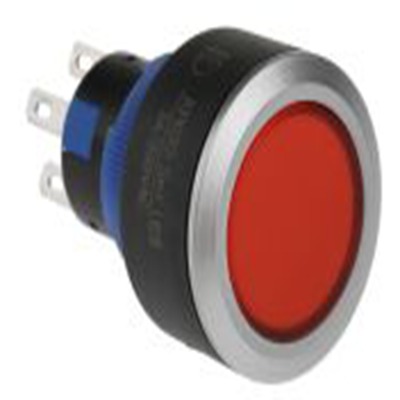 RS PRO,175-8303, 照明 按钮开关, Φ22.2 mm开孔, 面板安装, 瞬时型操作, 红色LED, 单刀双掷, IP65 36 V dc 250 V 交流, KPB22系列