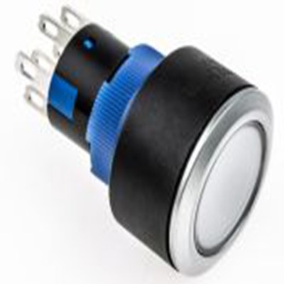 RS PRO,175-9067, 照明 按钮开关, Φ22.2 mm开孔, 面板安装, 瞬时型操作, 黄色LED, 双刀双掷, IP65 36 V dc 250 V 交流, KPB22系列