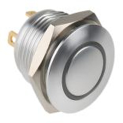 RS PRO,175-8516, 照明 按钮开关, Φ16 mm开孔, 面板安装, 瞬时型操作, 红色LED, 单刀单掷, IP40 36 V dc, MPB16系列