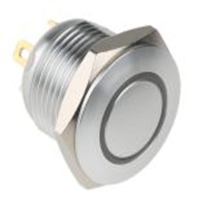 RS PRO,175-8523, 照明 按钮开关, Φ16 mm开孔, 面板安装, 瞬时型操作, 黄色LED, 单刀单掷, IP40 36 V dc, MPB16系列