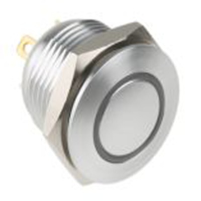 RS PRO,175-8550, 照明 按钮开关, Φ16 mm开孔, 面板安装, 瞬时型操作, 白色LED, 单刀单掷, IP40 36 V dc, MPB16系列