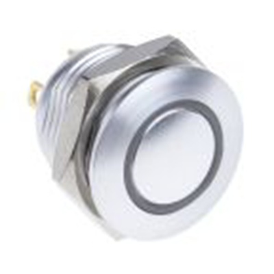 RS PRO,175-9493, 照明 按钮开关, Φ16 mm开孔, 面板安装, 瞬时型操作, 蓝色LED, 单刀单掷, IP40 36 V dc, MPB16系列