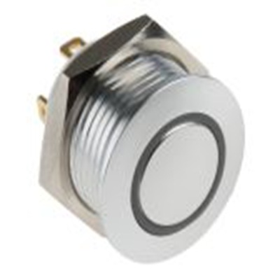 RS PRO,175-9617, 照明 按钮开关, Φ16 mm开孔, 面板安装, 瞬时型操作, 绿色LED, 单刀单掷, IP40 36 V dc, MPB16系列