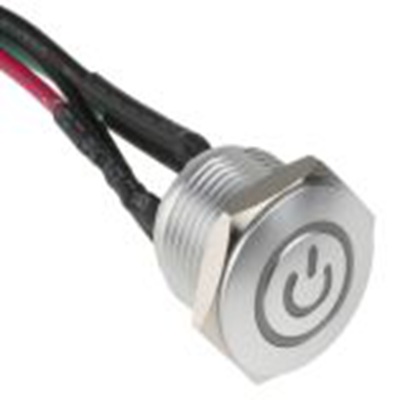 RS PRO,175-9608, 照明 按钮开关, Φ16 mm开孔, 面板安装, 瞬时型操作, 绿色LED, 单刀单掷, IP40 36 V dc, MPB16系列