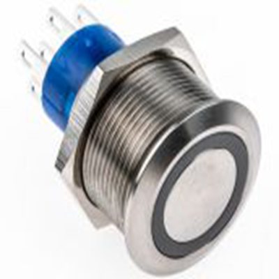 RS PRO,175-9713, 照明 按钮开关, Φ22.2 mm开孔, 面板安装, 瞬时型操作, 红色LED, 双刀双掷, IP40 12 V dc 250 V 交流, MPB22系列