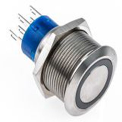 RS PRO,175-9237, 照明 按钮开关, Φ22.2 mm开孔, 面板安装, 瞬时型操作, 绿色LED, 双刀双掷, IP40 12 V dc 250 V 交流, MPB22系列