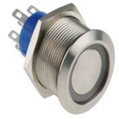 RS PRO,175-9239, 照明 按钮开关, Φ22.2 mm开孔, 面板安装, 瞬时型操作, 红色LED, 双刀双掷, IP40 12 V dc 250 V 交流, MPB22系列