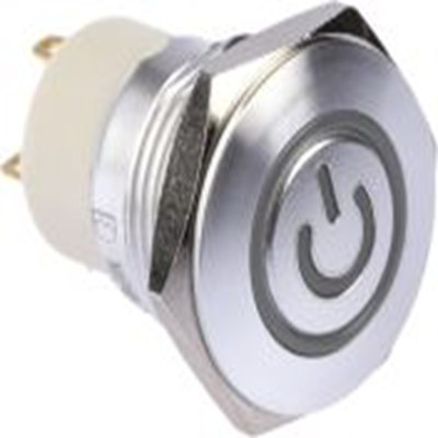 RS PRO,175-9687, 照明 按钮开关, Φ16 mm开孔, 面板安装, 闭锁操作, 蓝色LED, 单刀单掷, IP40 36 V dc, MPB16系列