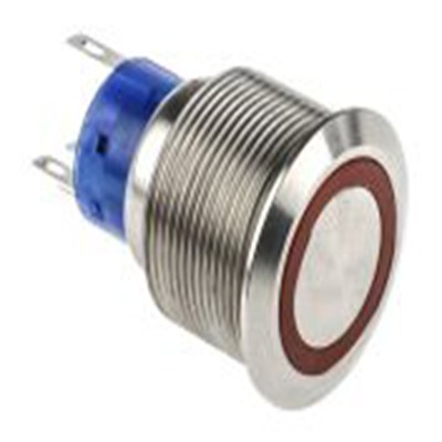 RS PRO,175-9730, 照明 按钮开关, Φ22.2 mm开孔, 面板安装, 瞬时型操作, 红色LED, 单刀双掷, IP40 36 V dc 250 V 交流, MPB22系列