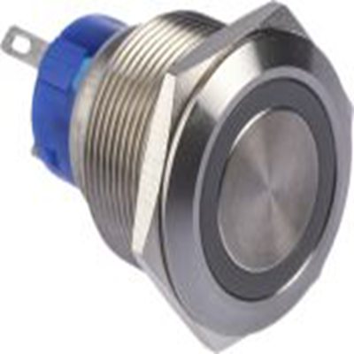 RS PRO,175-9773, 照明 按钮开关, Φ22.2 mm开孔, 面板安装, 瞬时型操作, 蓝色LED, 单刀双掷, IP40 36 V dc 250 V 交流, MPB22系列