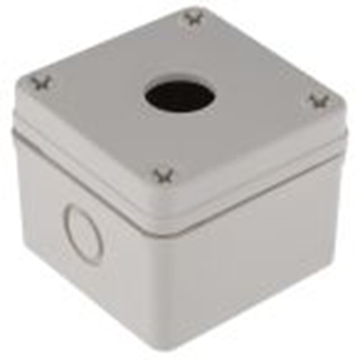 RS PRO,182-8655,1孔 按钮盒, Φ22.5 mm孔径, 灰色 塑料外壳, IP66, 最高120 °C, 60 mm x 80 mm x 80 mm