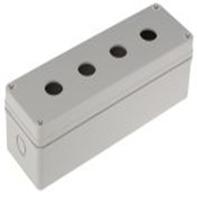 RS PRO,182-8658,四孔 按钮盒, Φ22.5 mm孔径, 灰色 塑料外壳, IP66, 最高120 °C, 70 mm x 250 mm x 80 mm