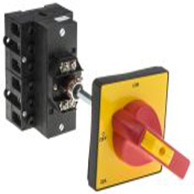 RS PRO,773-7970, 1, 3 隔离开关, 6极, DIN 导轨安装 40 A, IP65 22 kW, 红色把手