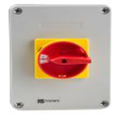 RS PRO,773-7973, 3 隔离开关, 4极, 面板安装 40 A, IP65 18.5 kW, 红色把手