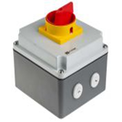 RS PRO,773-7998, 3 隔离开关, 4极, 面板安装 25 A, IP65 11 kW, 红色把手