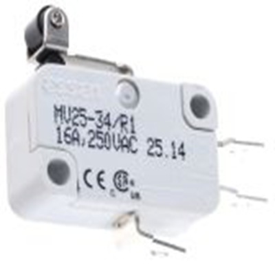 RS PRO,804-6228, 短转子杠杆 微型开关, SPCO, 250 V 交流, 16 A触点, 快速连接端, 操作力400g