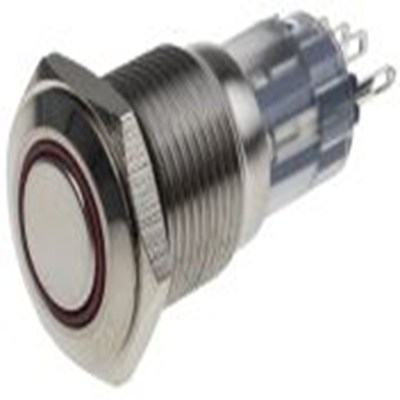 RS PRO,811-8411, 照明 按钮开关, Φ16 mm开孔, 面板安装, 闭锁操作, 红色LED, 单刀双掷, IP65, IP40 250 V 交流