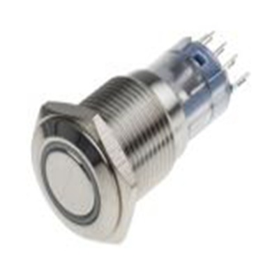 RS PRO,811-8424, 照明 按钮开关, Φ16 mm开孔, 面板安装, 闭锁操作, 白色LED, 单刀双掷, IP65, IP40 250 V 交流