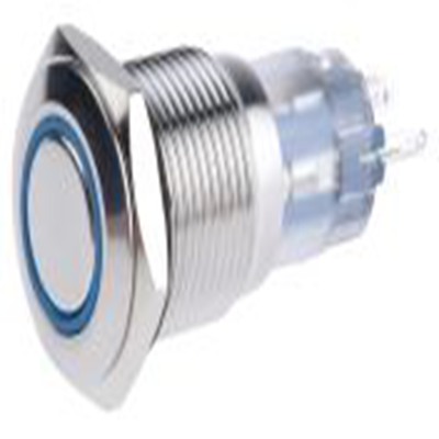 RS PRO,811-8437, 照明 按钮开关, Φ16 mm开孔, 面板安装, 瞬时型操作, 蓝色LED, 单刀双掷, IP65, IP40 250 V 交流
