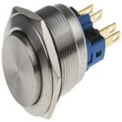 RS PRO,811-8471, 按钮开关, Φ22 mm开孔, 面板安装, 瞬时型操作, 镀铬LED, 单刀双掷, IP40 250 V 交流