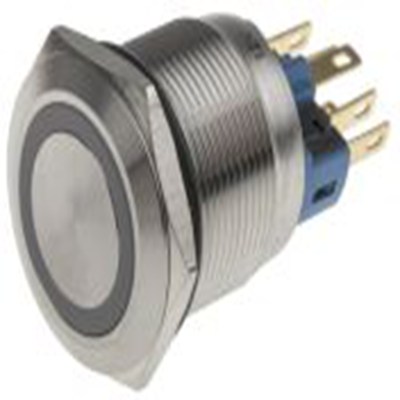 RS PRO,811-8499, 照明 按钮开关, Φ22 mm开孔, 面板安装, 闭锁操作, 绿色LED, 单刀双掷, IP65, IP40 250 V 交流
