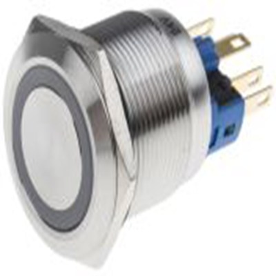 RS PRO,811-8525, 照明 按钮开关, Φ22 mm开孔, 面板安装, 闭锁操作, 白色LED, 单刀双掷, IP65, IP40 250 V 交流