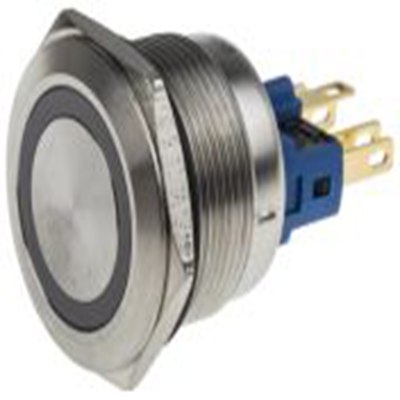 RS PRO,811-8550, 照明 按钮开关, Φ22 mm开孔, 面板安装, 瞬时型操作, 白色LED, 单刀双掷, IP65, IP40 250 V 交流