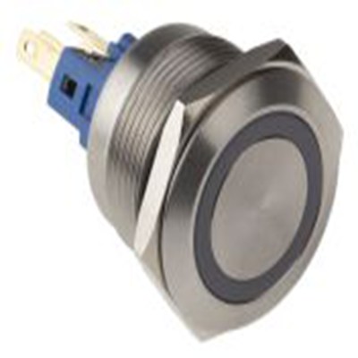 RS PRO,811-8553, 照明 按钮开关, Φ22 mm开孔, 面板安装, 瞬时型操作, 红色LED, 单刀双掷, IP65, IP40 250 V 交流