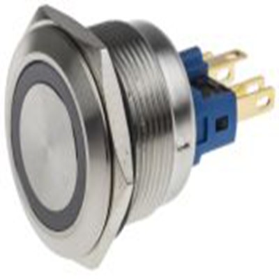 RS PRO,811-8562, 照明 按钮开关, Φ22 mm开孔, 面板安装, 瞬时型操作, 黄色LED, 单刀双掷, IP65, IP40 250 V 交流