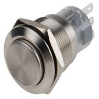 RS PRO,811-8566, 按钮开关, Φ19 mm开孔, 面板安装, 闭锁操作, 镀铬LED, 单刀双掷, IP65, IP40 250 V 交流
