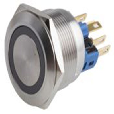 RS PRO,811-8569, 照明 按钮开关, Φ22 mm开孔, 面板安装, 瞬时型操作, 黄色LED, 单刀双掷, IP65, IP40 250 V 交流