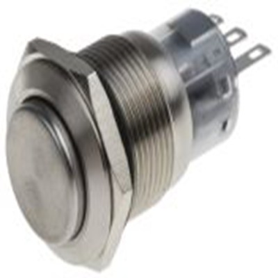 RS PRO,811-8578, 按钮开关, Φ19 mm开孔, 面板安装, 瞬时型操作, 白色LED, 单刀双掷, IP65, IP40 250 V 交流